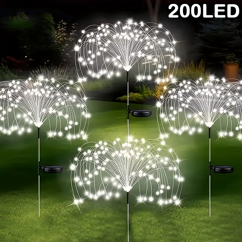 Wired Pathway Light - 200LED Solar Firework Lamp Outdoor Dandelion
