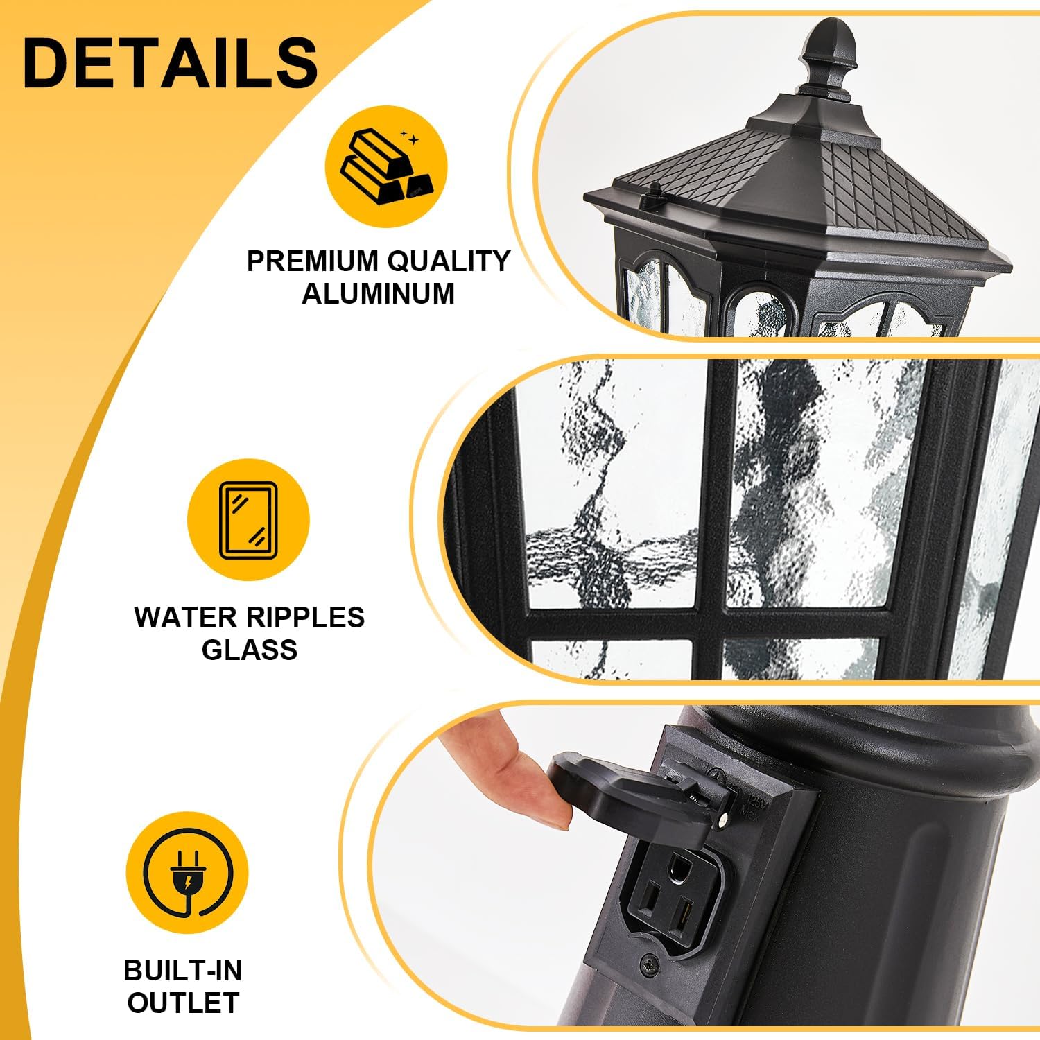 Waterproof outdoor pole light  - đánh giá và giá Outdoor Lighting No Outlet