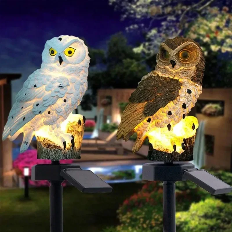 Solar Owl Statue Garden Light  - đánh giá và giá Outdoor Lighting For Backyard