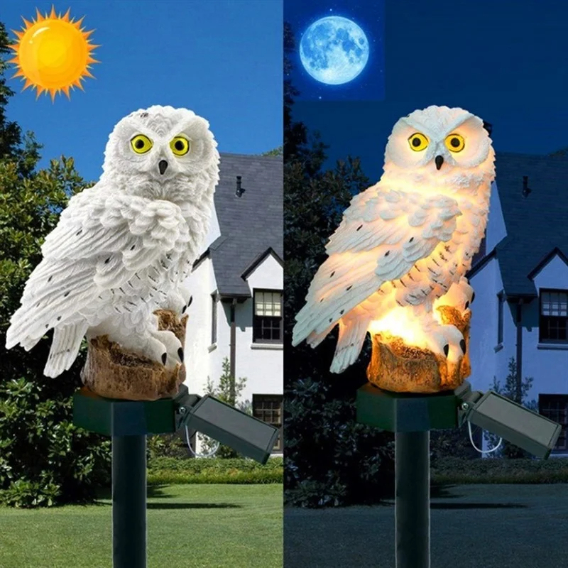 Solar Owl Statue Garden Light  - đánh giá và giá Outdoor Lighting For Backyard