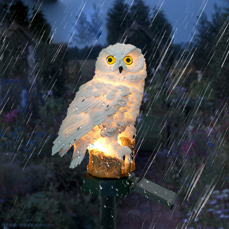 Solar Owl Statue Garden Light  - đánh giá và giá Outdoor Lighting For Backyard